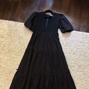 Faithfull the Brand Renata Black Midi Dress